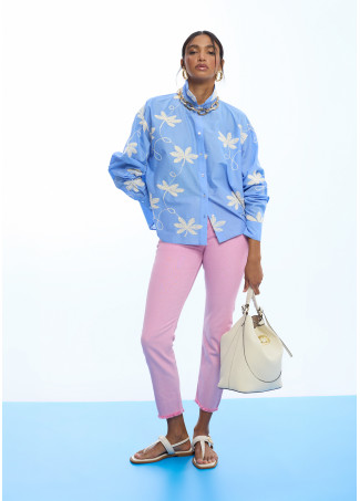 Cotton Floral Embroidered Shirt