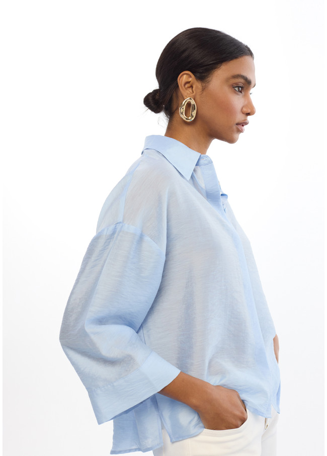 Chemise Oversize Manches Courtes en Lin