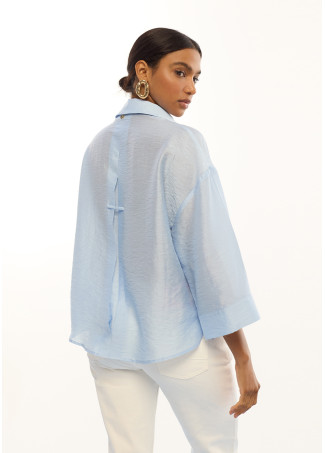 Camicia Oversize in Lino a Maniche Corte