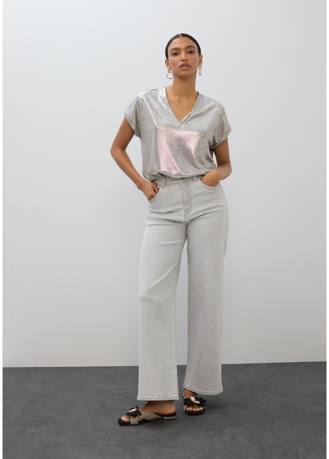 V-neck Laminated T-shirt