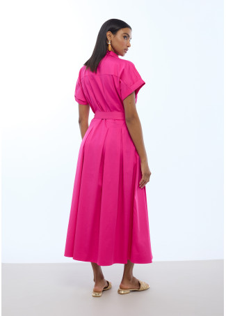 Vestido popelin color fucsia