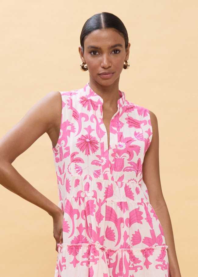 Short Dress with Ruffle and Floral Print