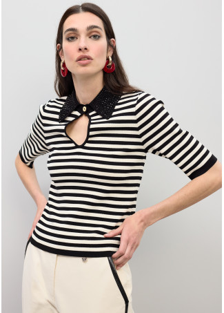 T-shirt à col polo rayé