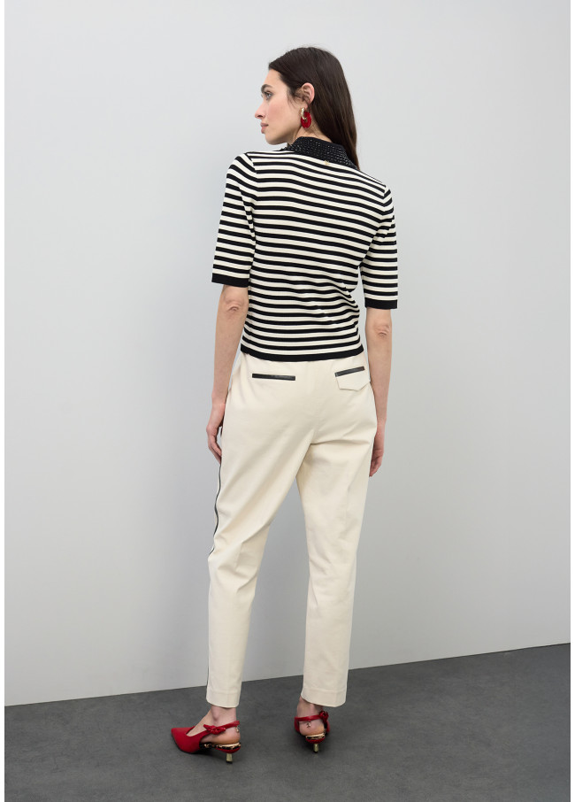 Gestreiftes Polo-Kragen T-Shirt