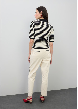 Striped Polo Neck T-Shirt