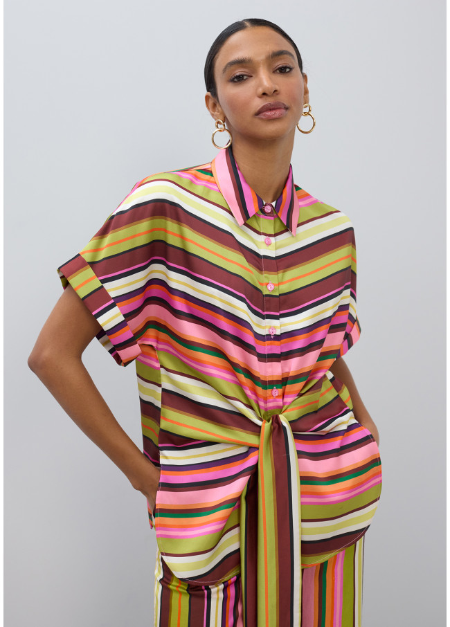 Striped Belted Blouse