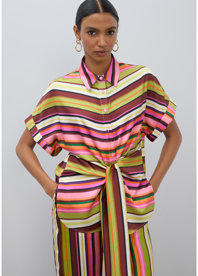 Striped Belted Blouse