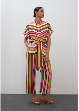 Blouse Ceinturée à Rayures