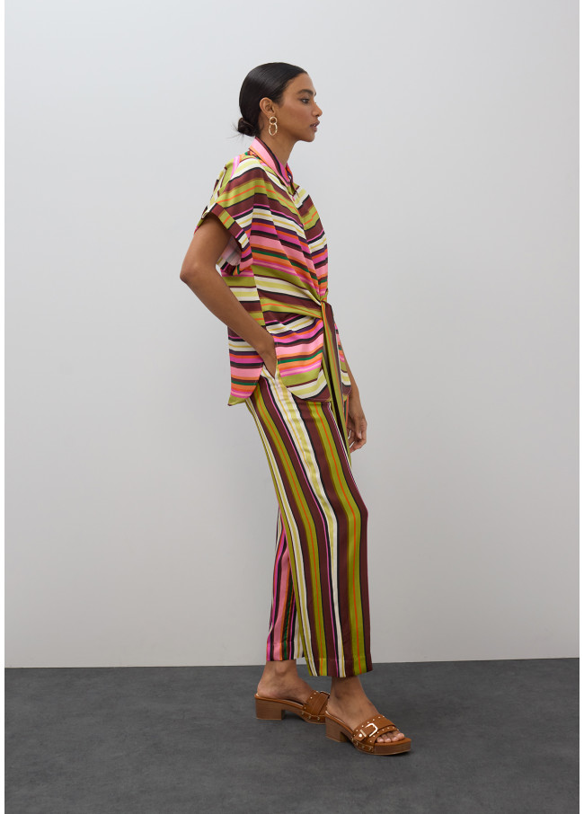 Blusa a Righe con Cintura