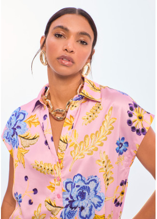Blusa com gola polo e estampa floral