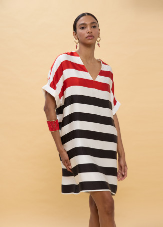 Vestido corto rallas tricolor