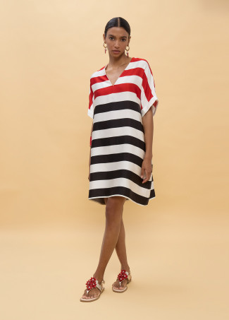 Short Tricolor Striped Dress