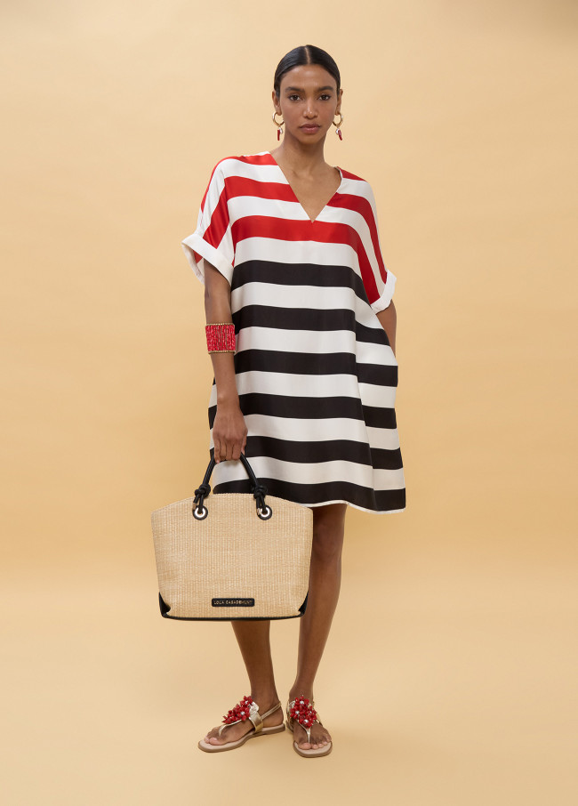 Vestido corto rallas tricolor