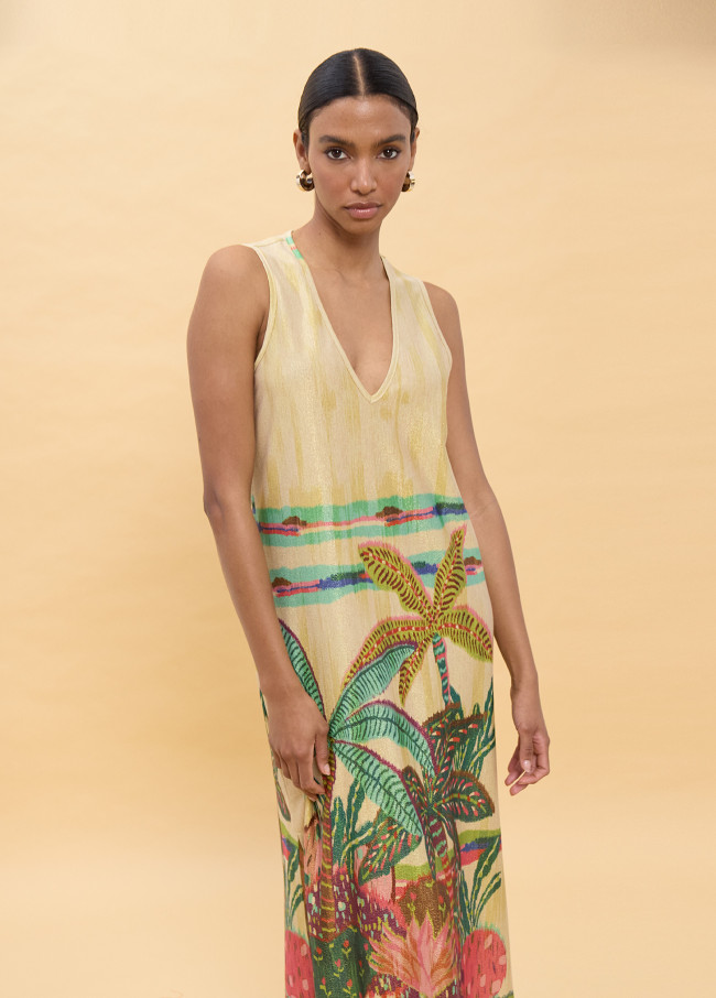 Vestido estampado palmeras multicolor