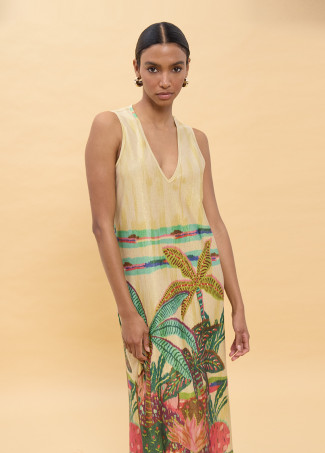Vestido estampado palmeras multicolor
