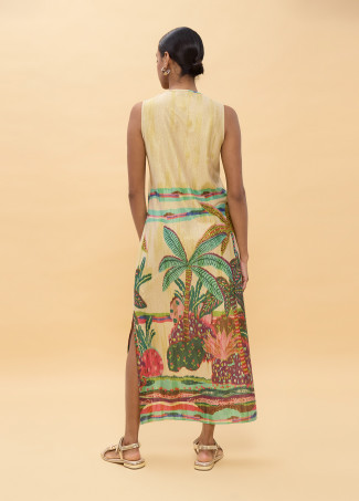 Vestido estampado palmeras multicolor
