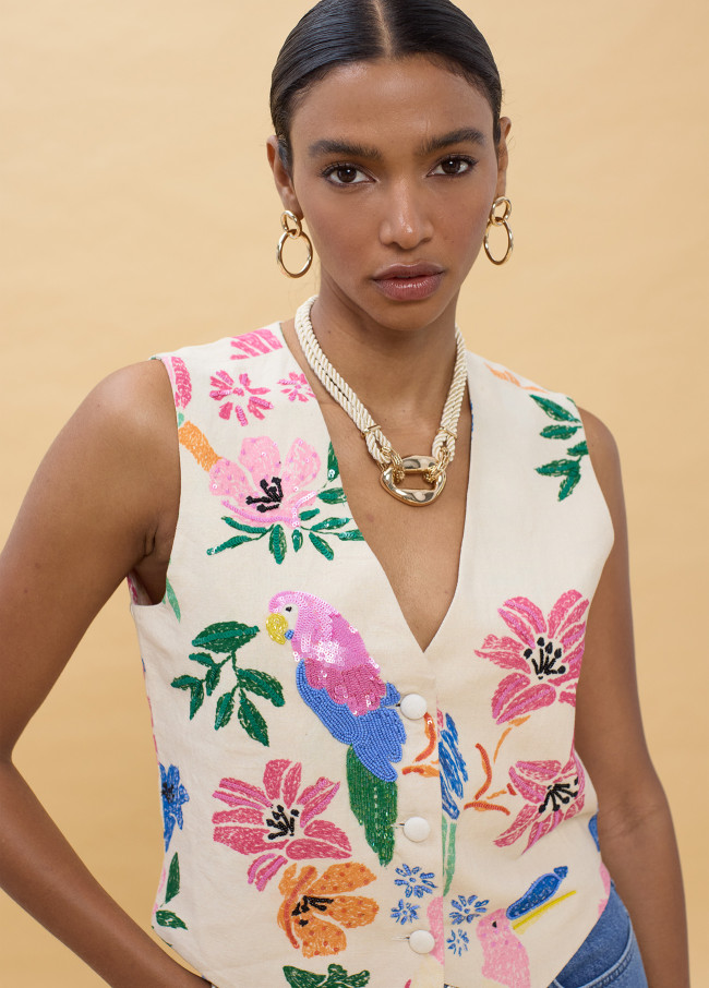 Multicolor Beaded Vest