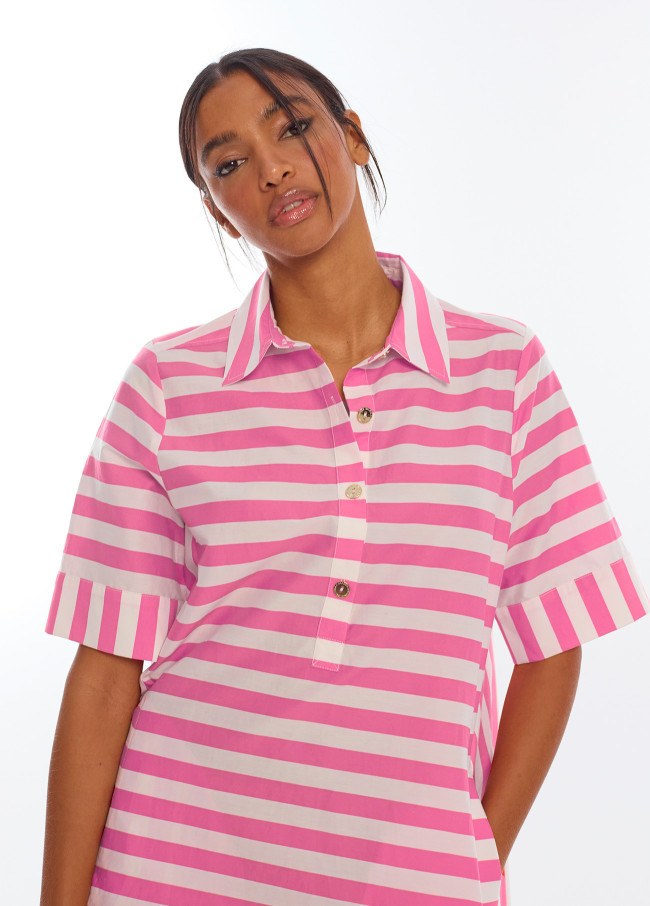 Short Striped Poplin Dress