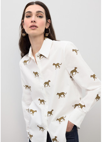 Camisa popelín print leopardo