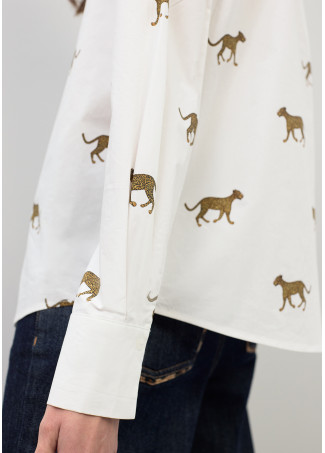 Chemise en popeline imprimée léopard