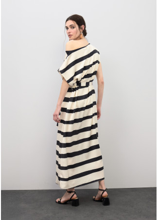 Vestido satinado rayas horizontales