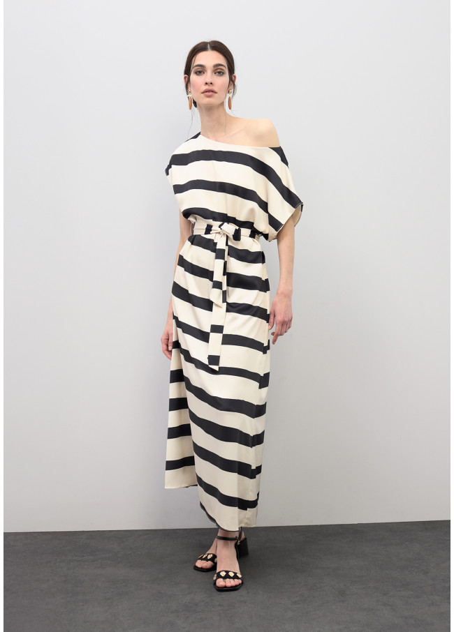 Gestreiftes Satin Kleid