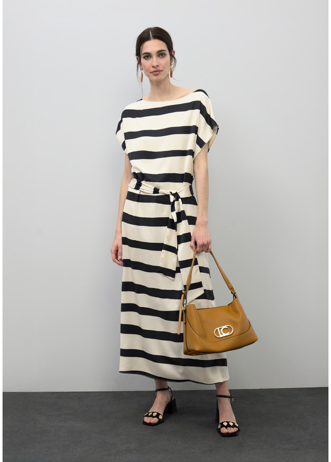 Vestido satinado rayas horizontales