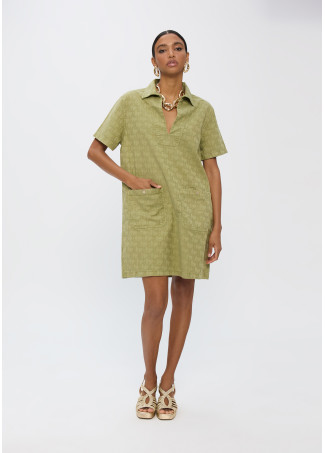 Vestido sarga logo jacquard LC