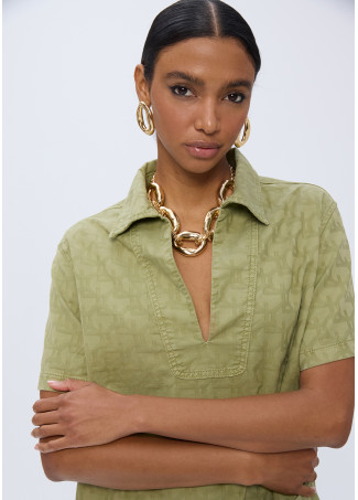 Vestido sarga logo jacquard LC