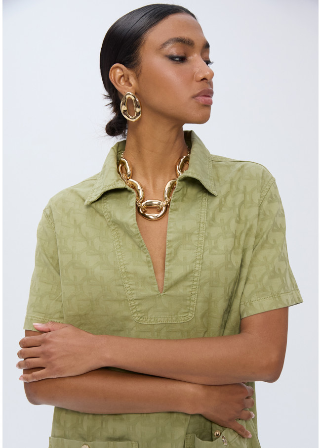 Vestido sarga logo jacquard LC