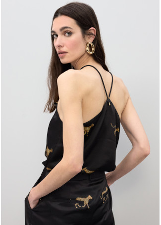 Top lencero satinado estampado