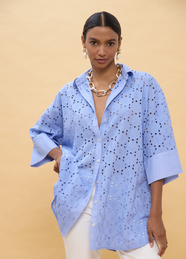 Oversized Short Swiss Embroidered Dress