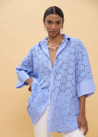 Robe Courte Oversize Broderie Suisse