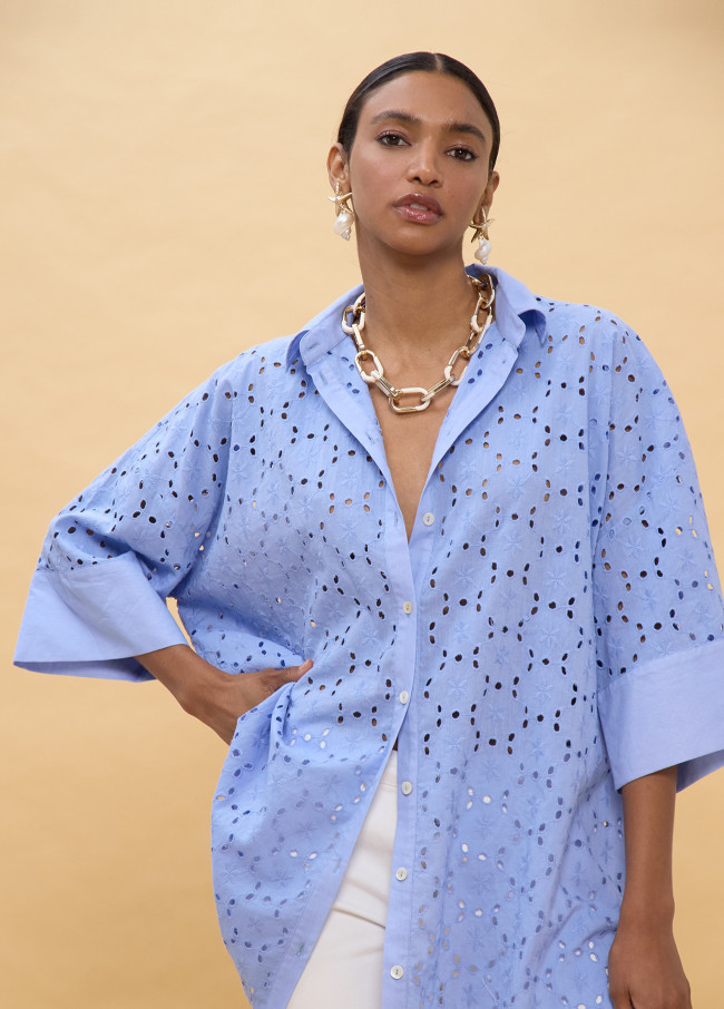 Oversized Short Swiss Embroidered Dress