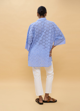 Abito Corto Oversize Ricamo Svizzero