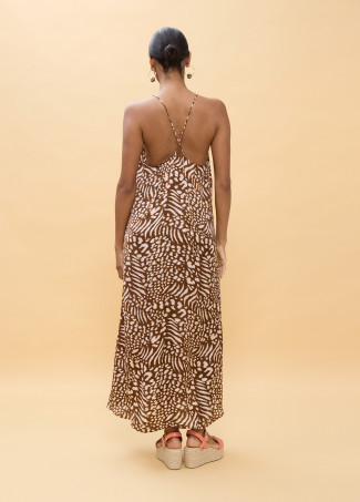 Robe Longue Bretelles Imprimé Taches