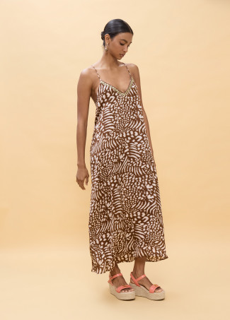 Robe Longue Bretelles Imprimé Taches