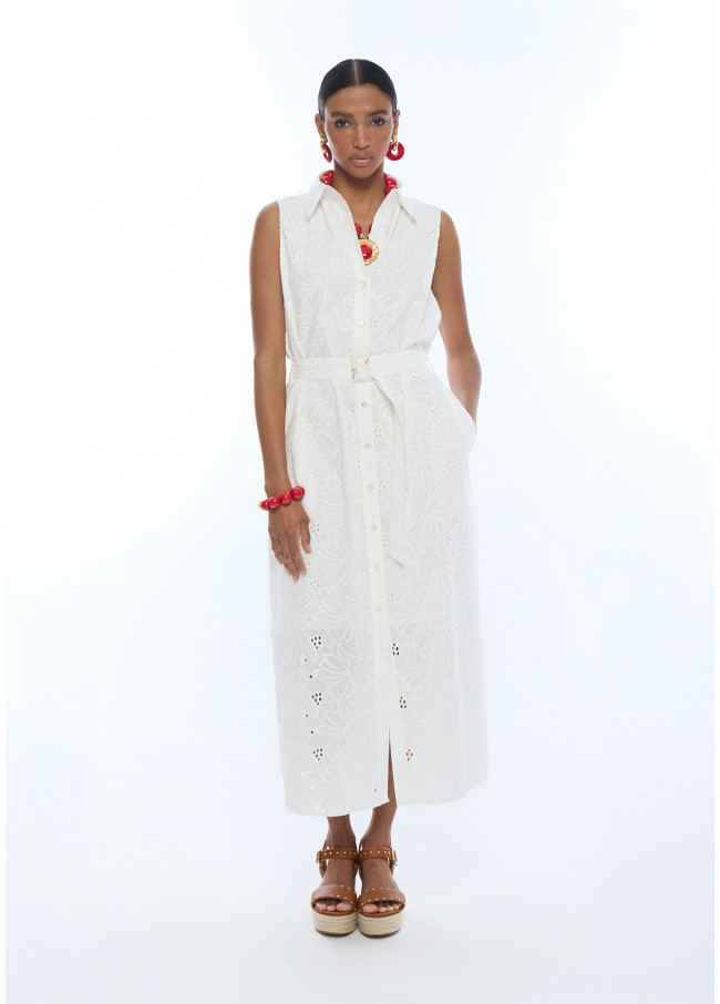 Robe Midi Col Chemise avec Ceinture