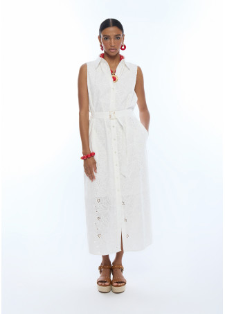 Vestito Midi Colletto Camicia con Cintura