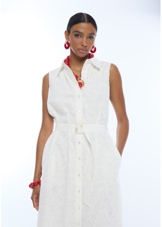 Robe Midi Col Chemise avec Ceinture