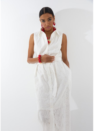 Shirt Collar Midi Dress with Belt