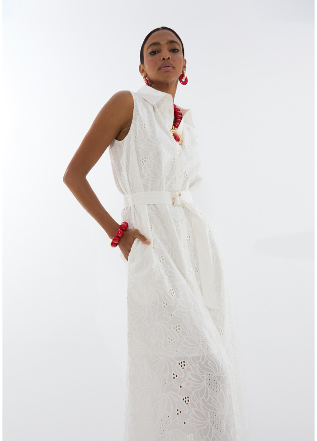 Vestito Midi Colletto Camicia con Cintura