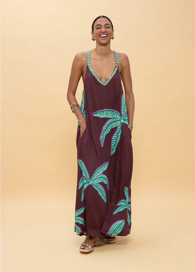 Long Palm Print Dress