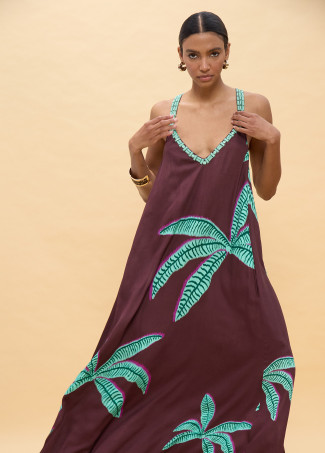 Long Palm Print Dress