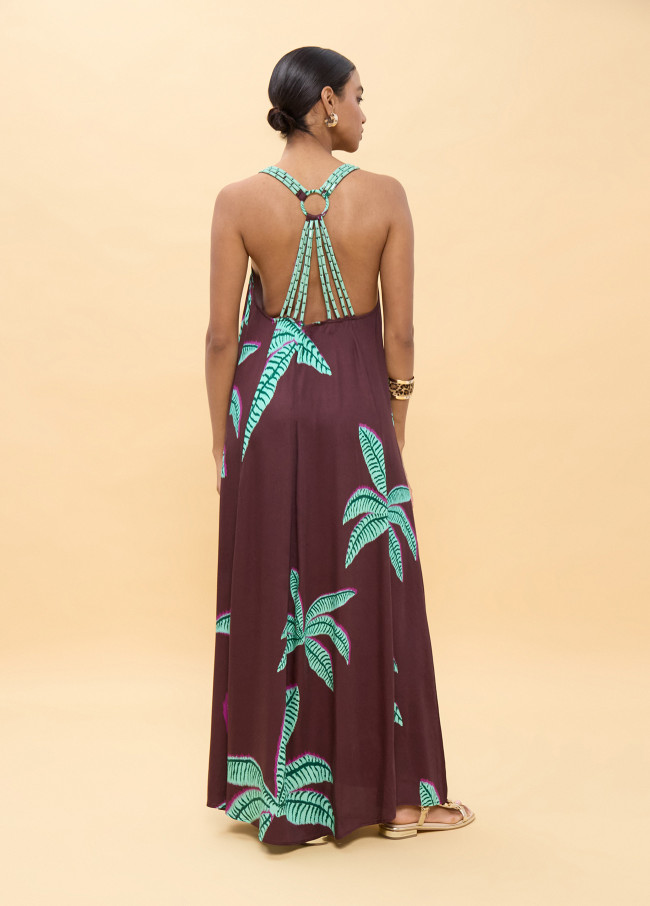 Long Palm Print Dress