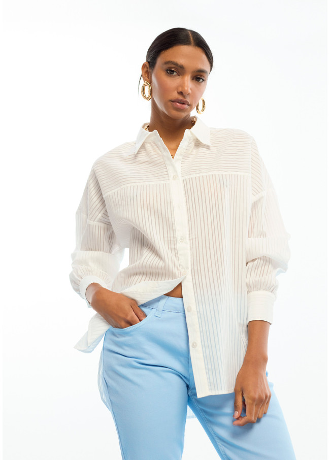 Camisa oversize popelín rayada