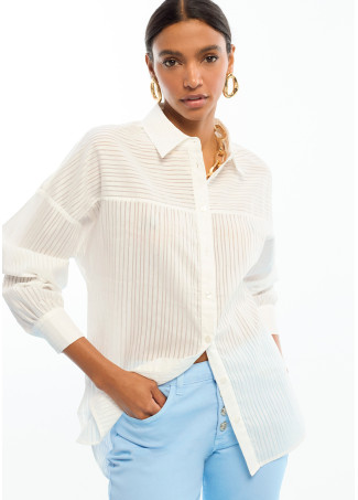 Chemise oversize en popeline à rayures et transparence