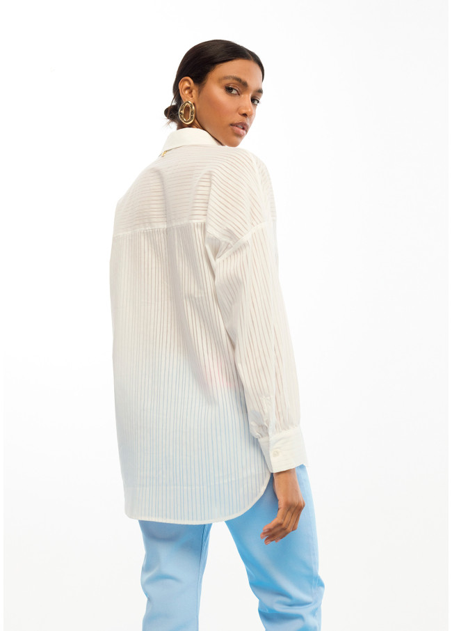 Chemise oversize en popeline à rayures et...