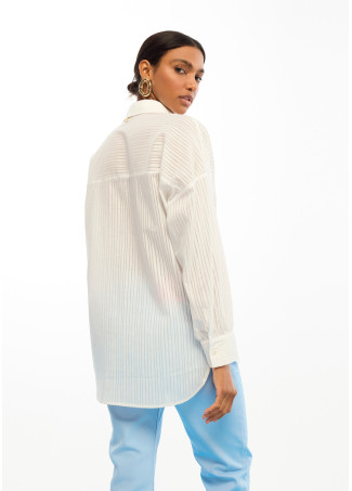 Oversize Poplin Striped Sheer Shirt