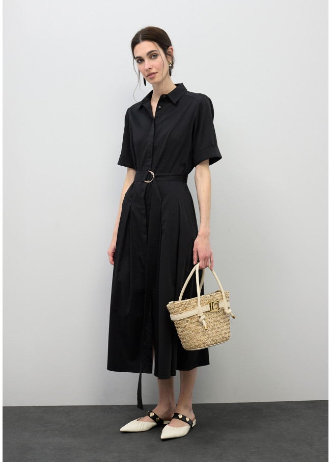 Vestido Midi com Saia Evasé